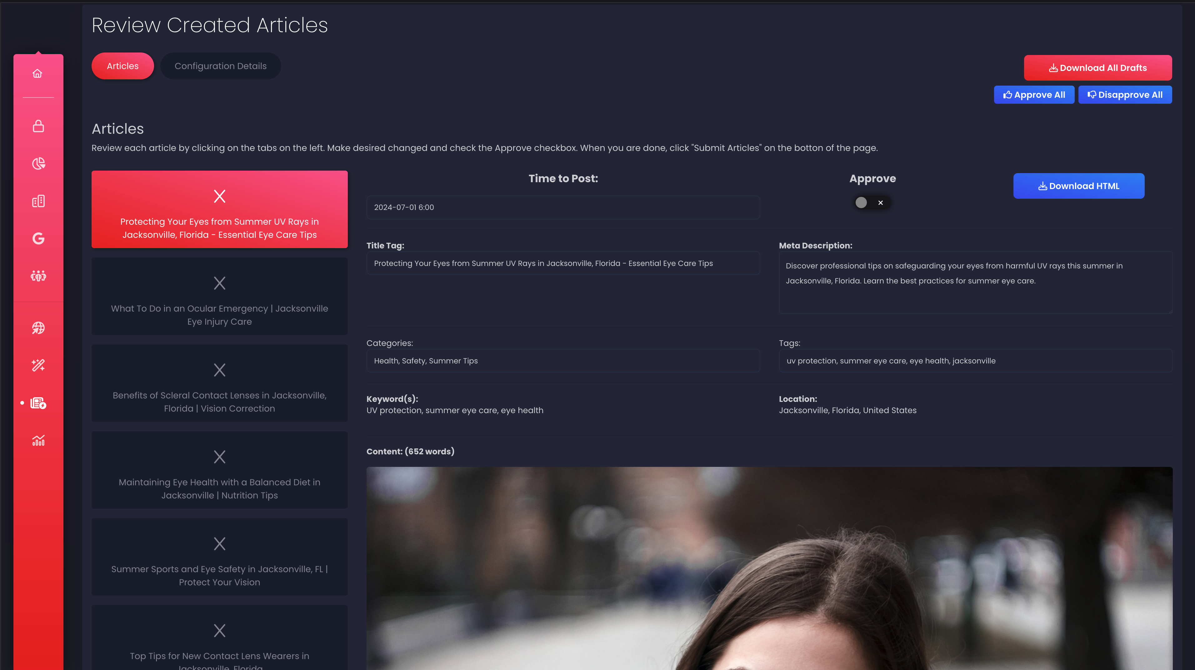 content creation preview